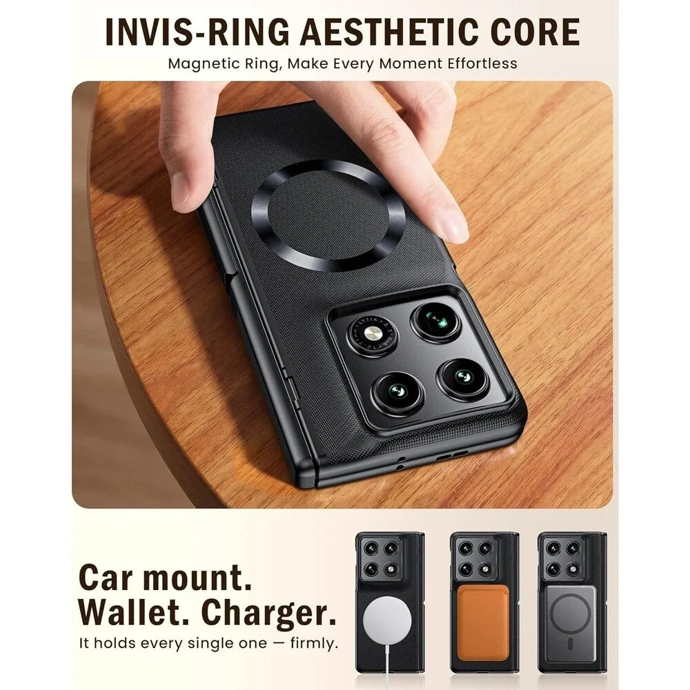 Motorola Razr Fold 2026 Leather MagSafe Case Invis Ring Stand Hinge Protection